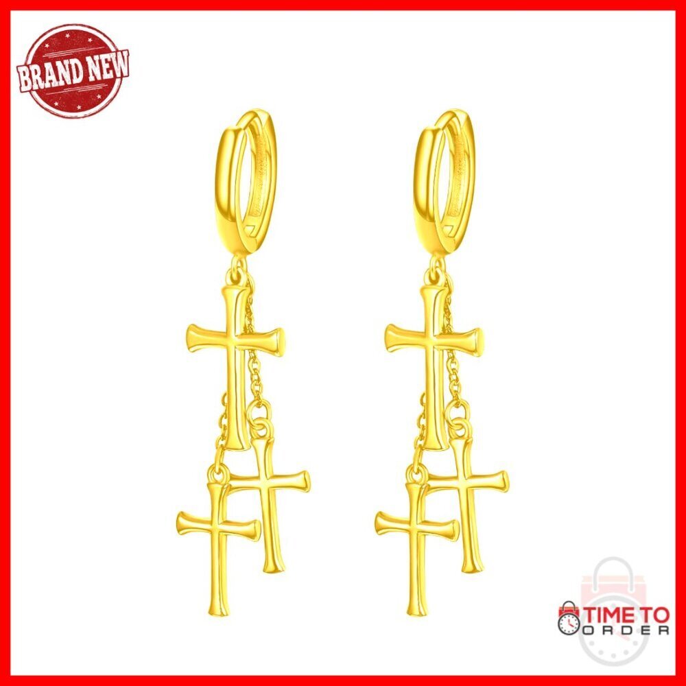 925 Sterling Silver Cross Dangle Earrings for Men Women